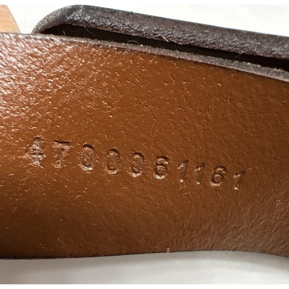 Polo Ralph Lauren Brown Leather Belt Brass Nameplate Plaque Buckle Men's 38